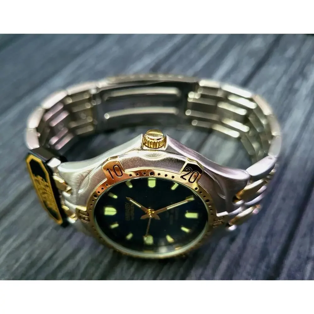 Rare Vintage NOS Gruen‎ Sport 2 Tone Watch W Box & Papers
